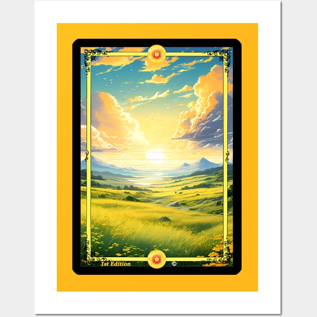 Sunny Grassy Plains Scene - TCG Border Full Art - 1st Edition Wall Art by Rogue Wizard